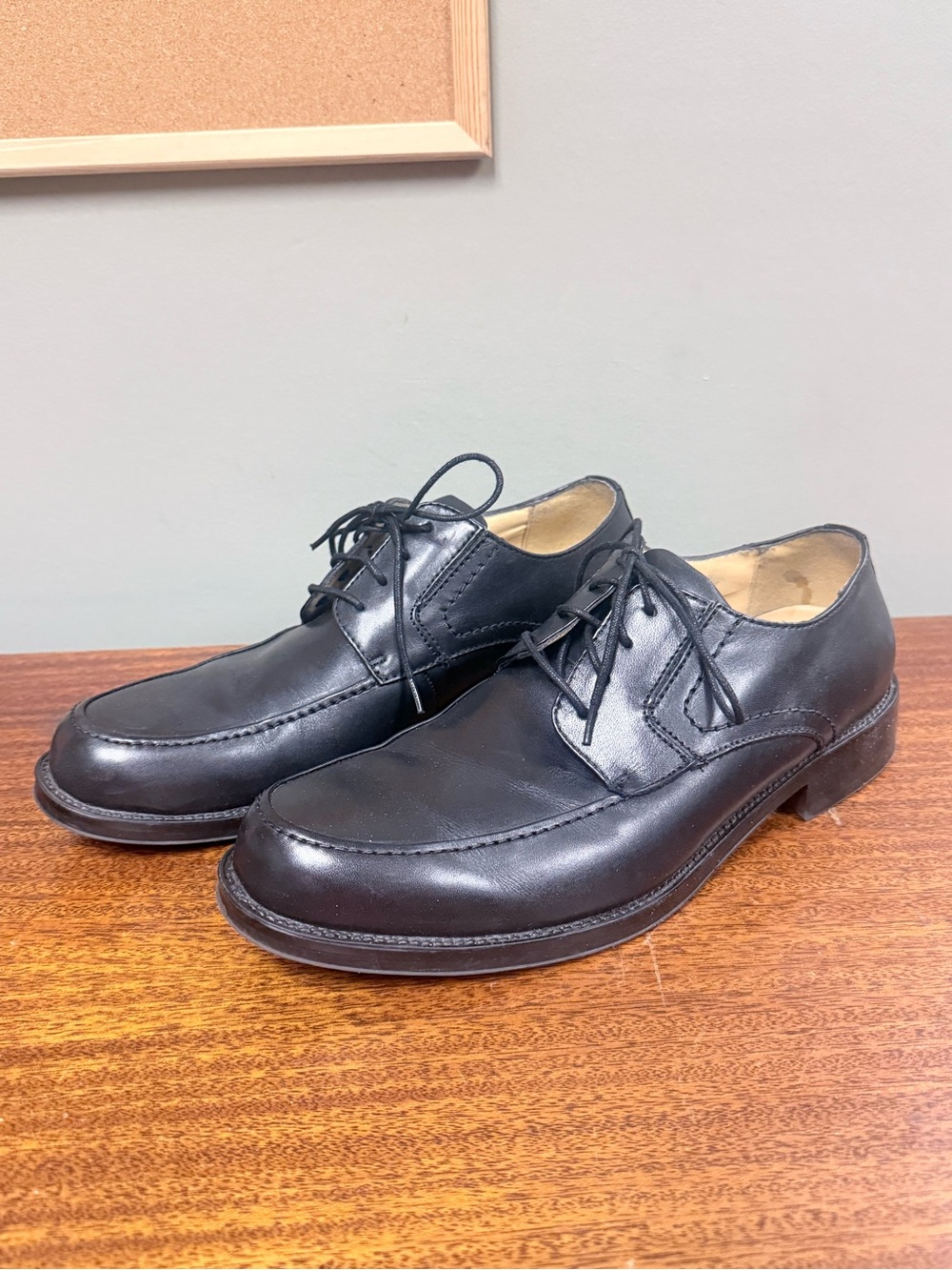Chaps Black Leather Derby Shoes